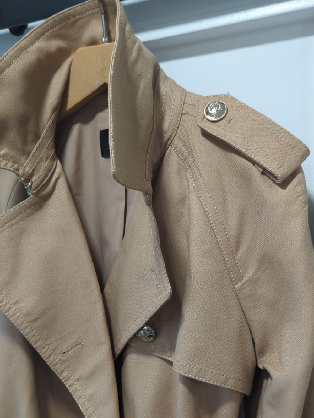 Ann Taylor Double Breasted Camel Trench Coat with Belt Size Small - Picture 7 of 12